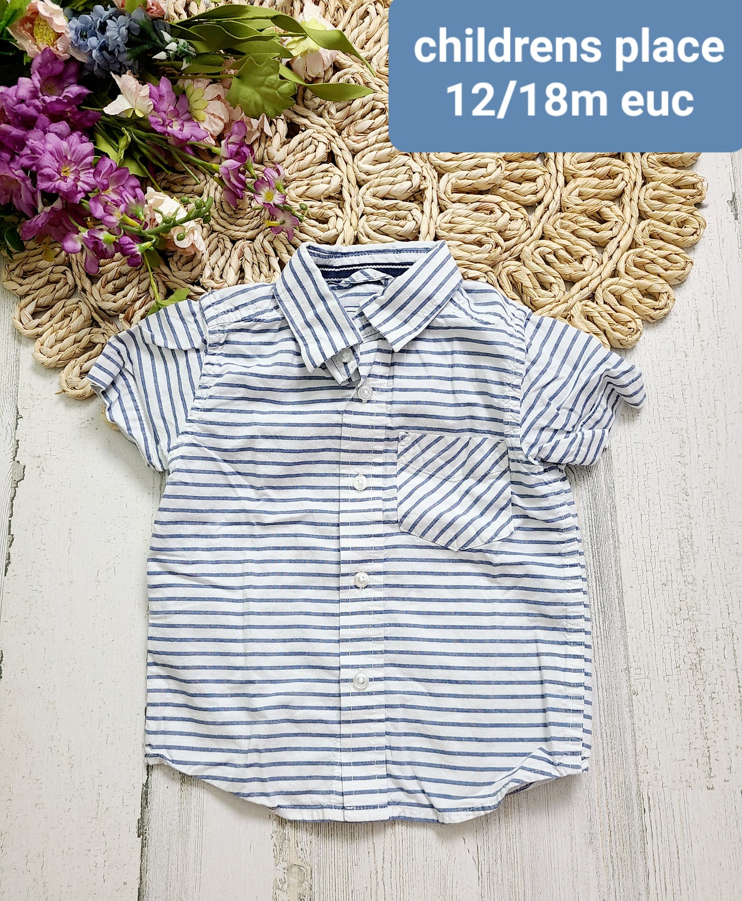 striped button down short sleeve childrens place