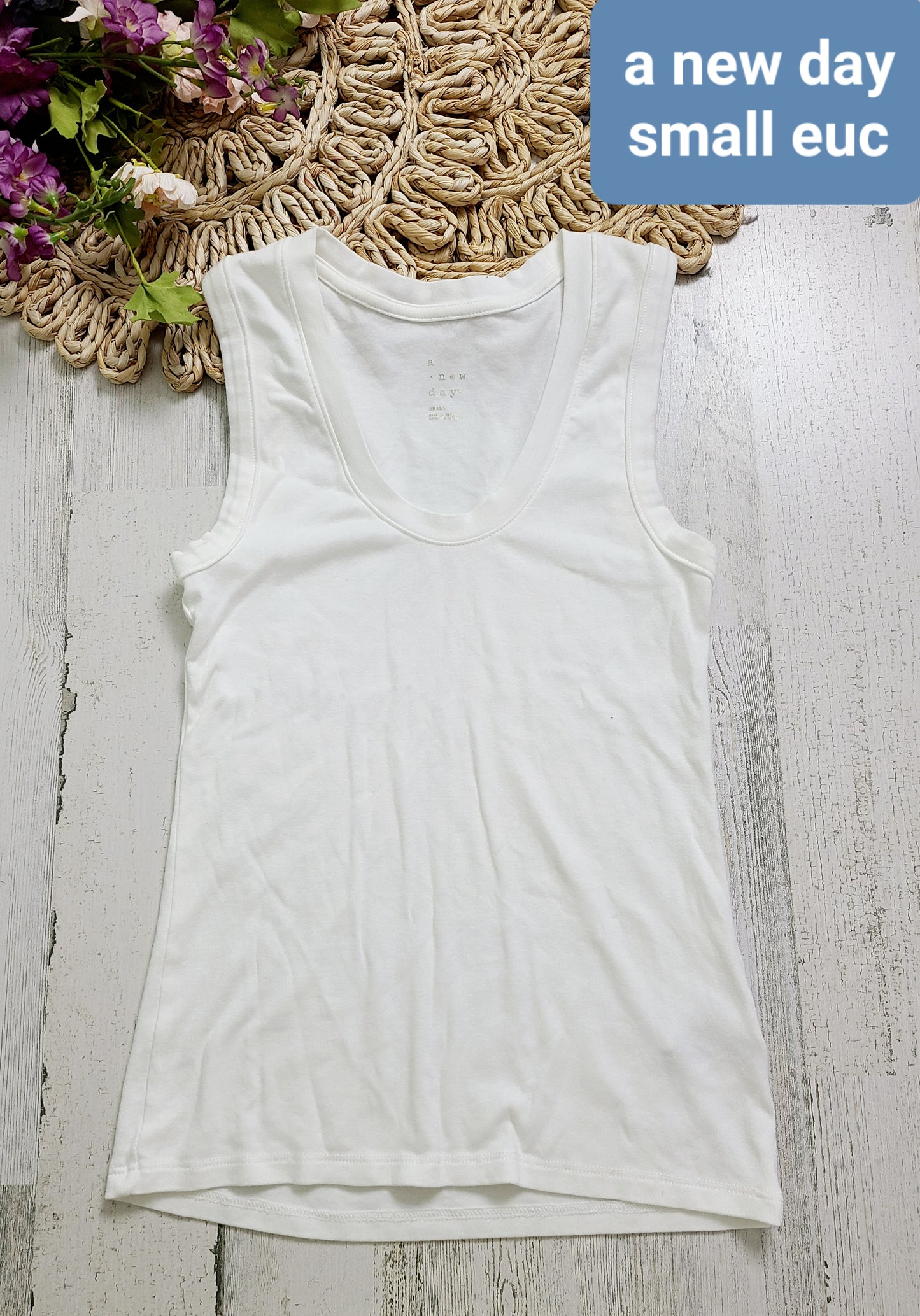 scoop neck white tank a new day