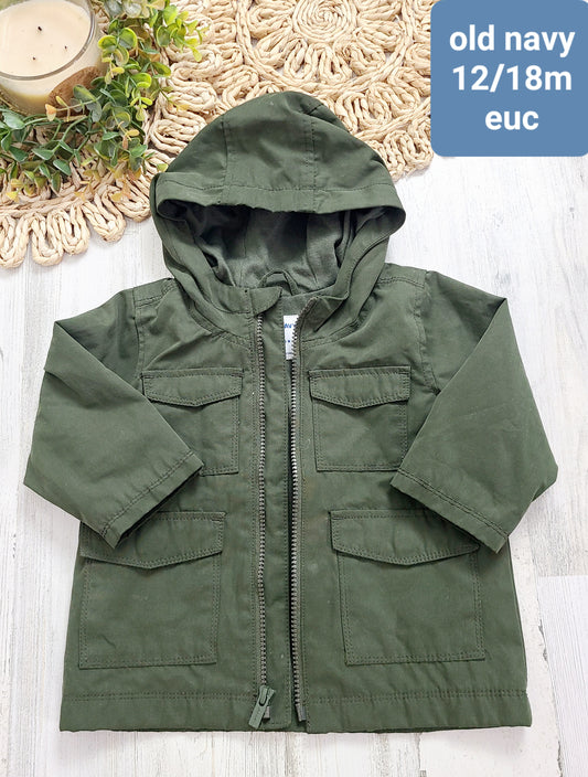 green thin layering old navy jacket