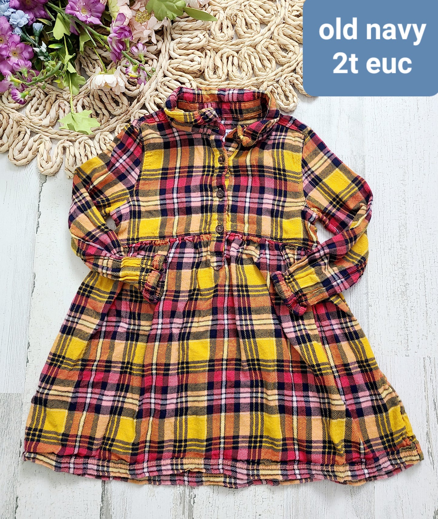 mustard red plaid dress old navy