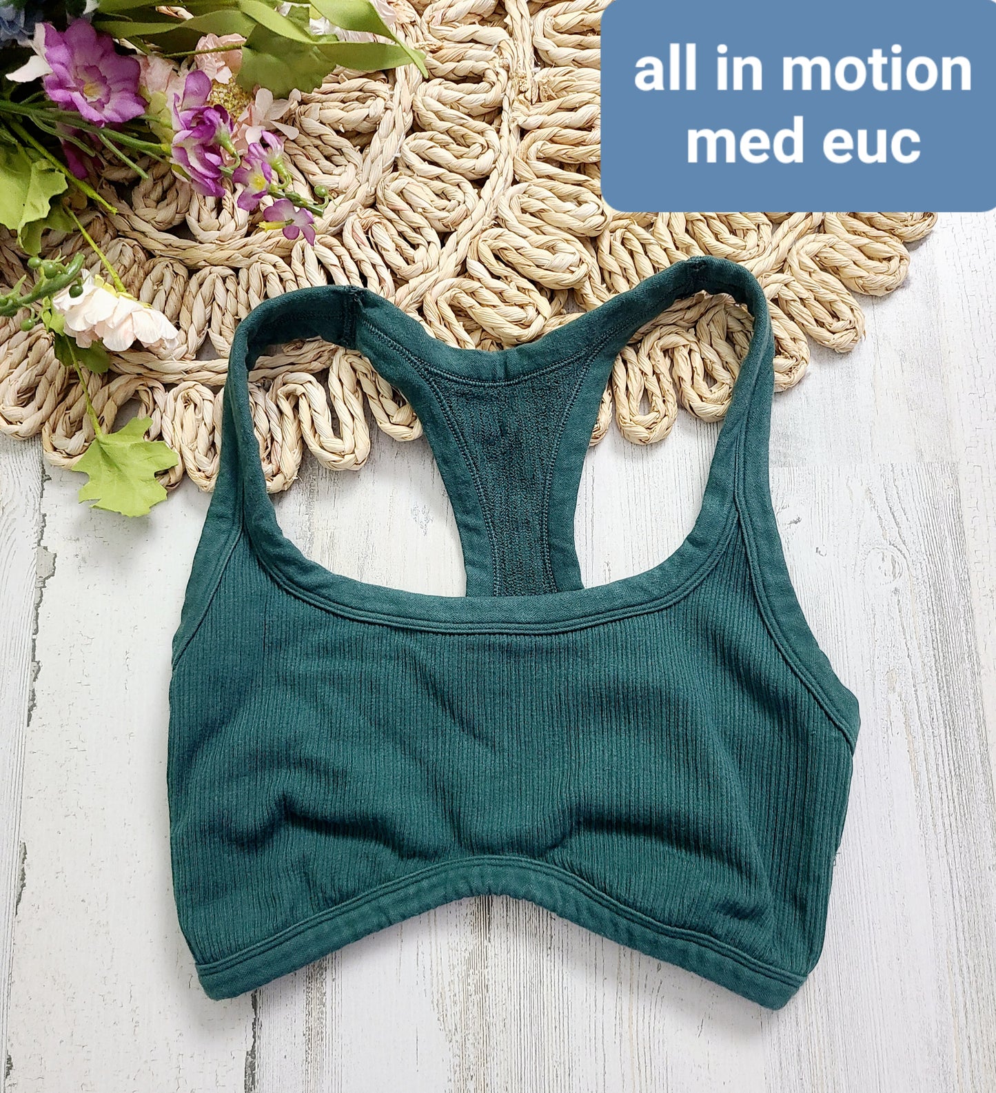 all in motion green sports bra