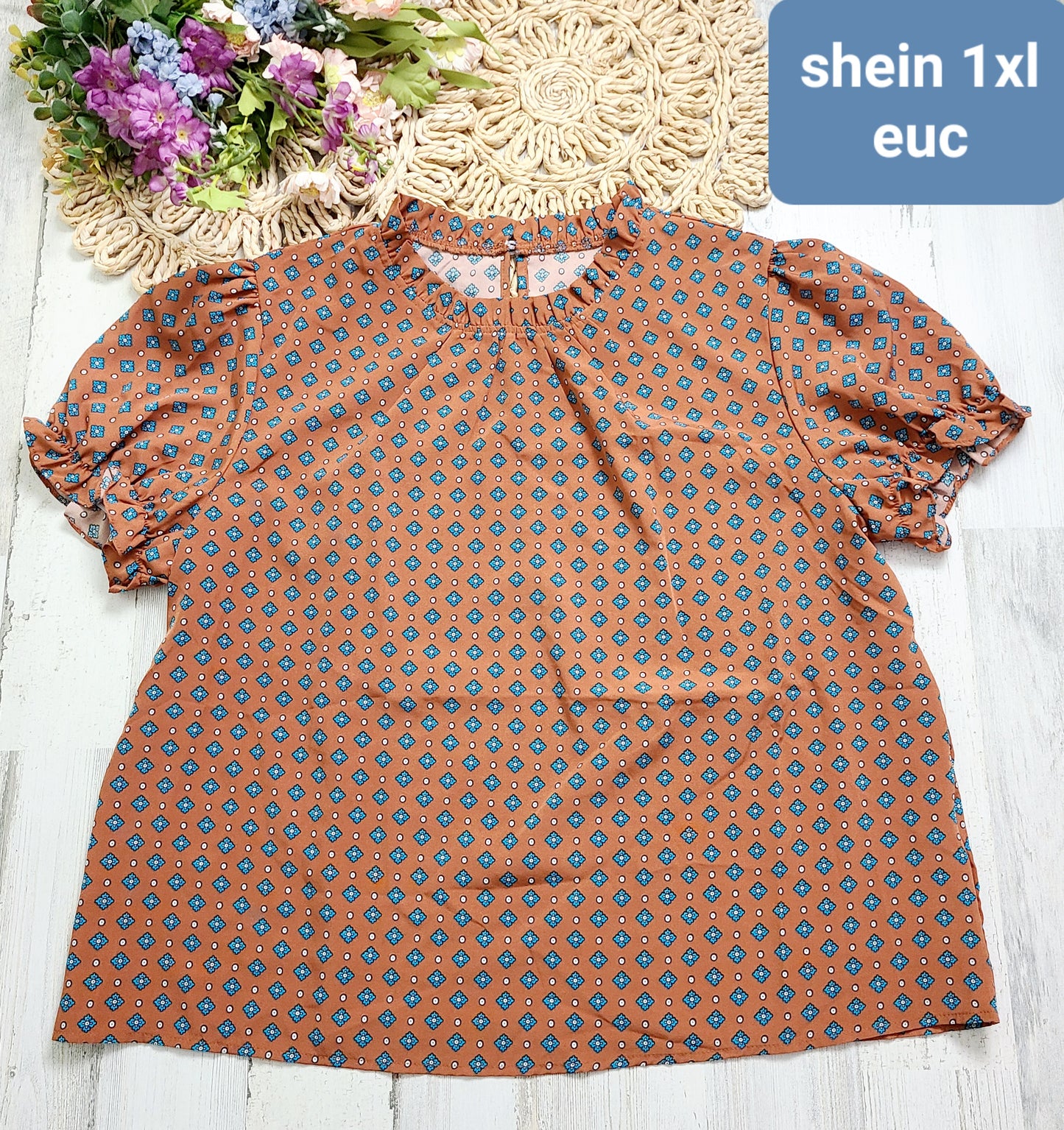 blue orange shein top