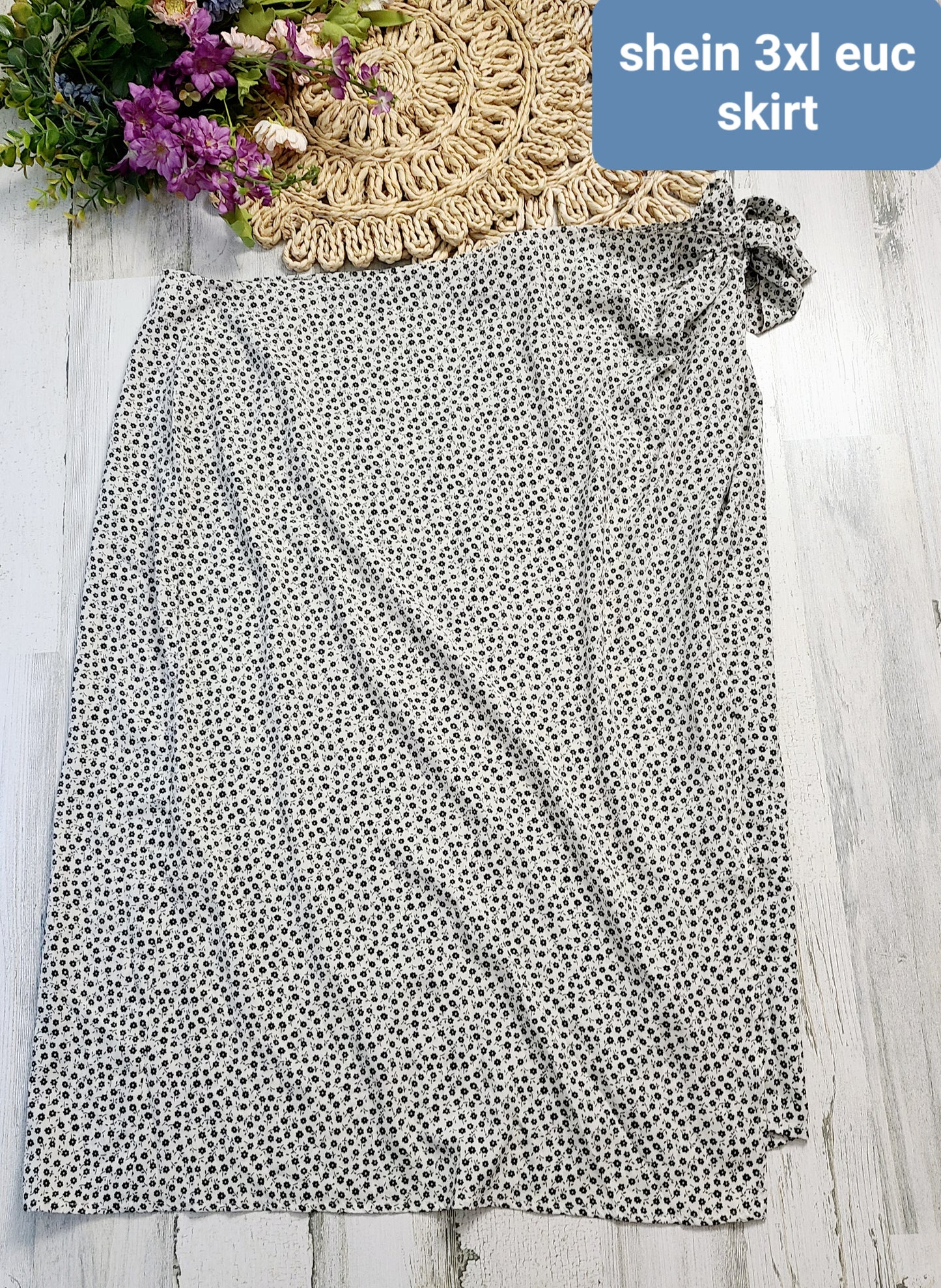 shein skirt small black flowers