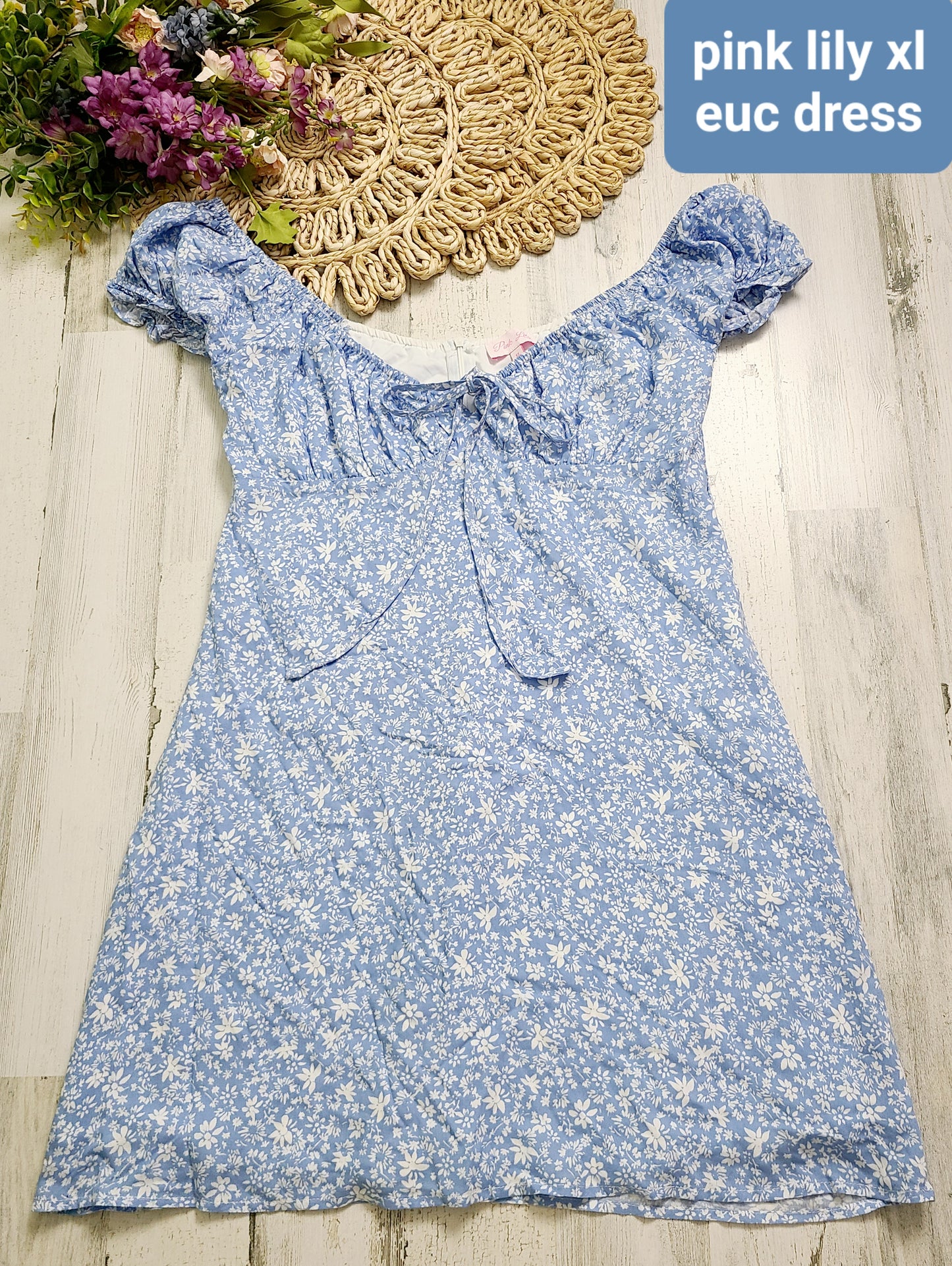 pink lily xl blue dress
