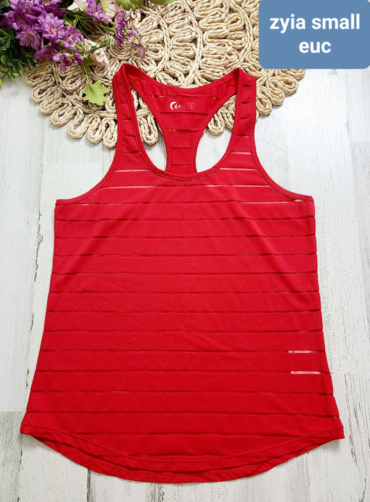 zyia sheer red tank