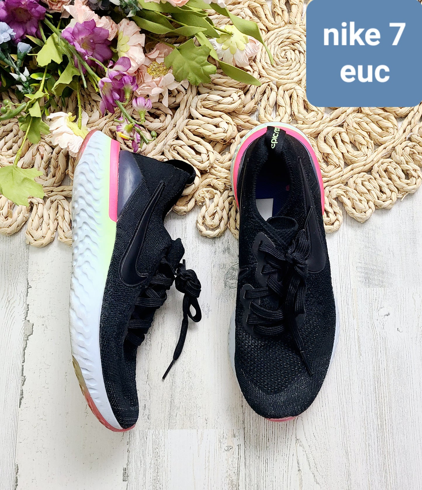 black pink yellow nike shoes