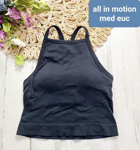 all in motion black padded tank