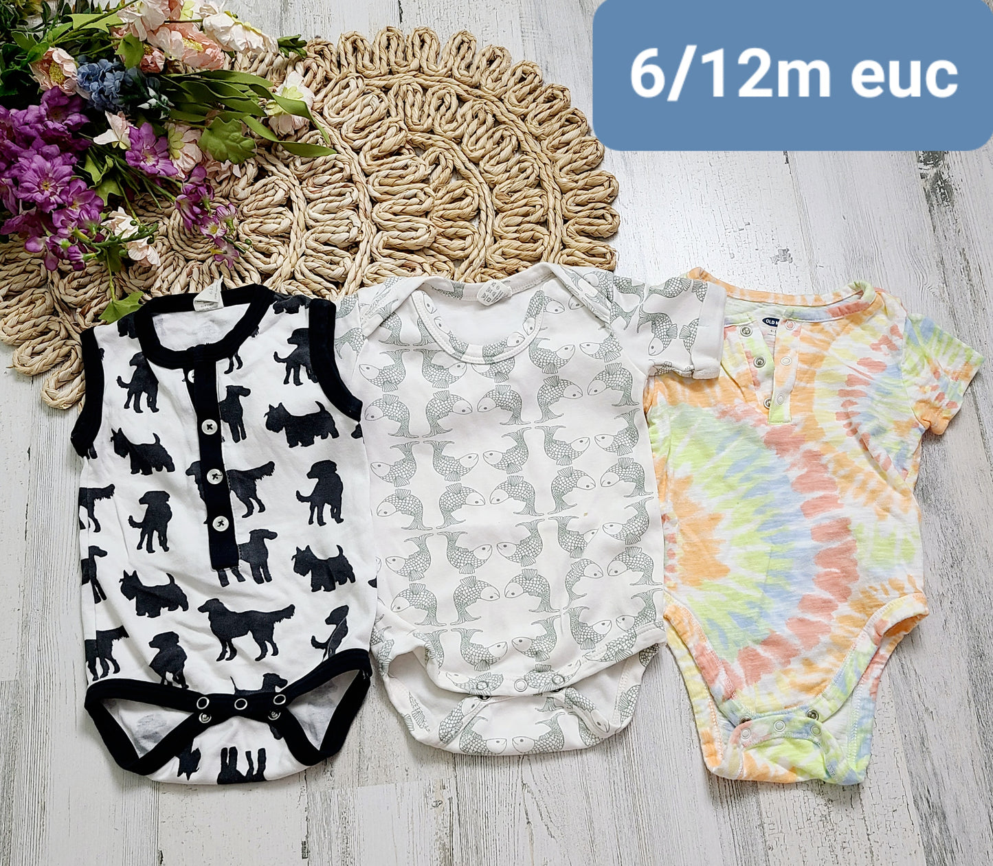 dog fish tie dye onesies