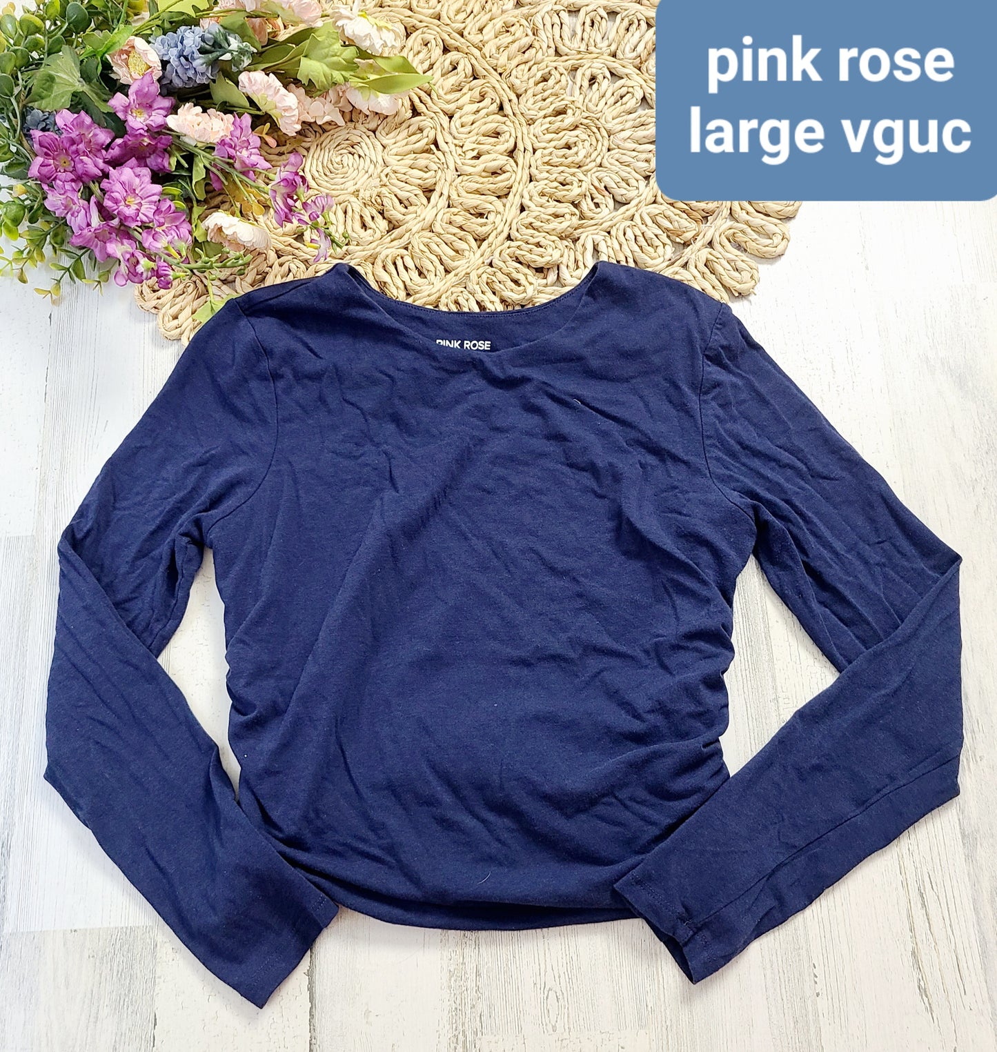 pink rose blue long sleeve