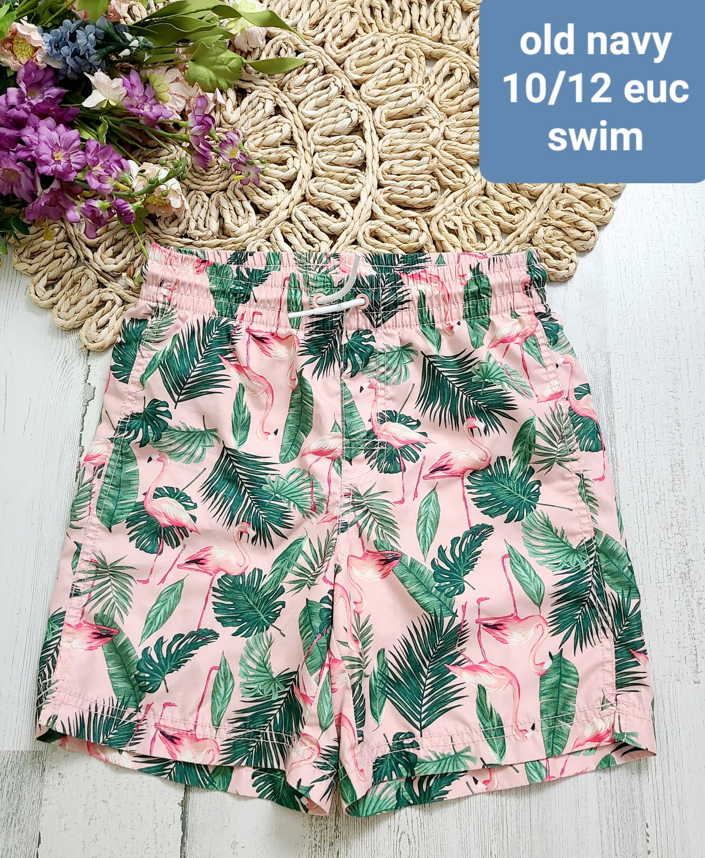 tropical swim shorts boys flamingo