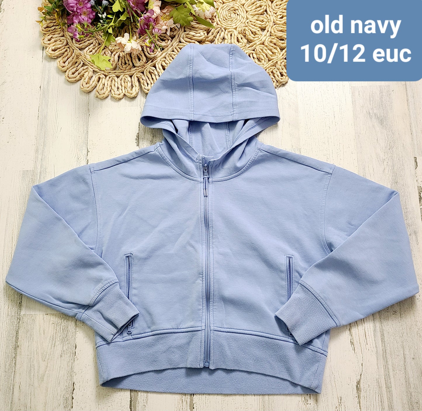 old navy blue zip girls 10/12y
