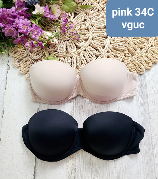 pink strapless bras 2 pack