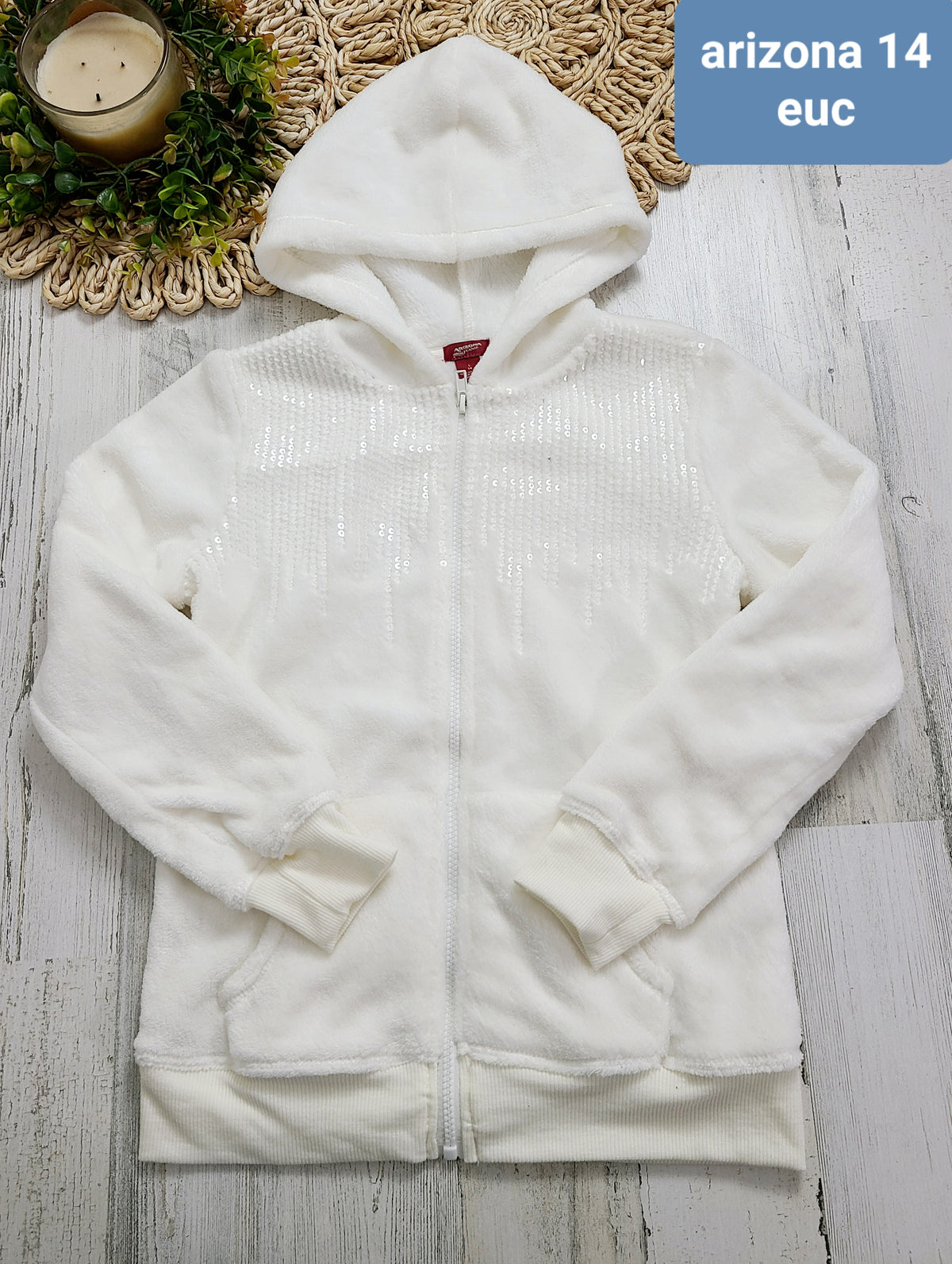 white fleece with sparkles jacket arizona