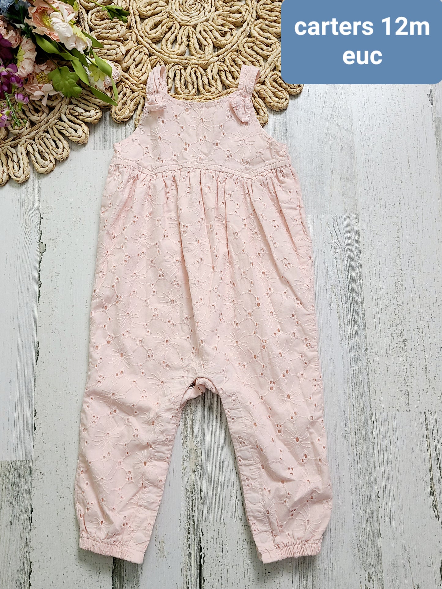 carters eyelet jumpsuit pink