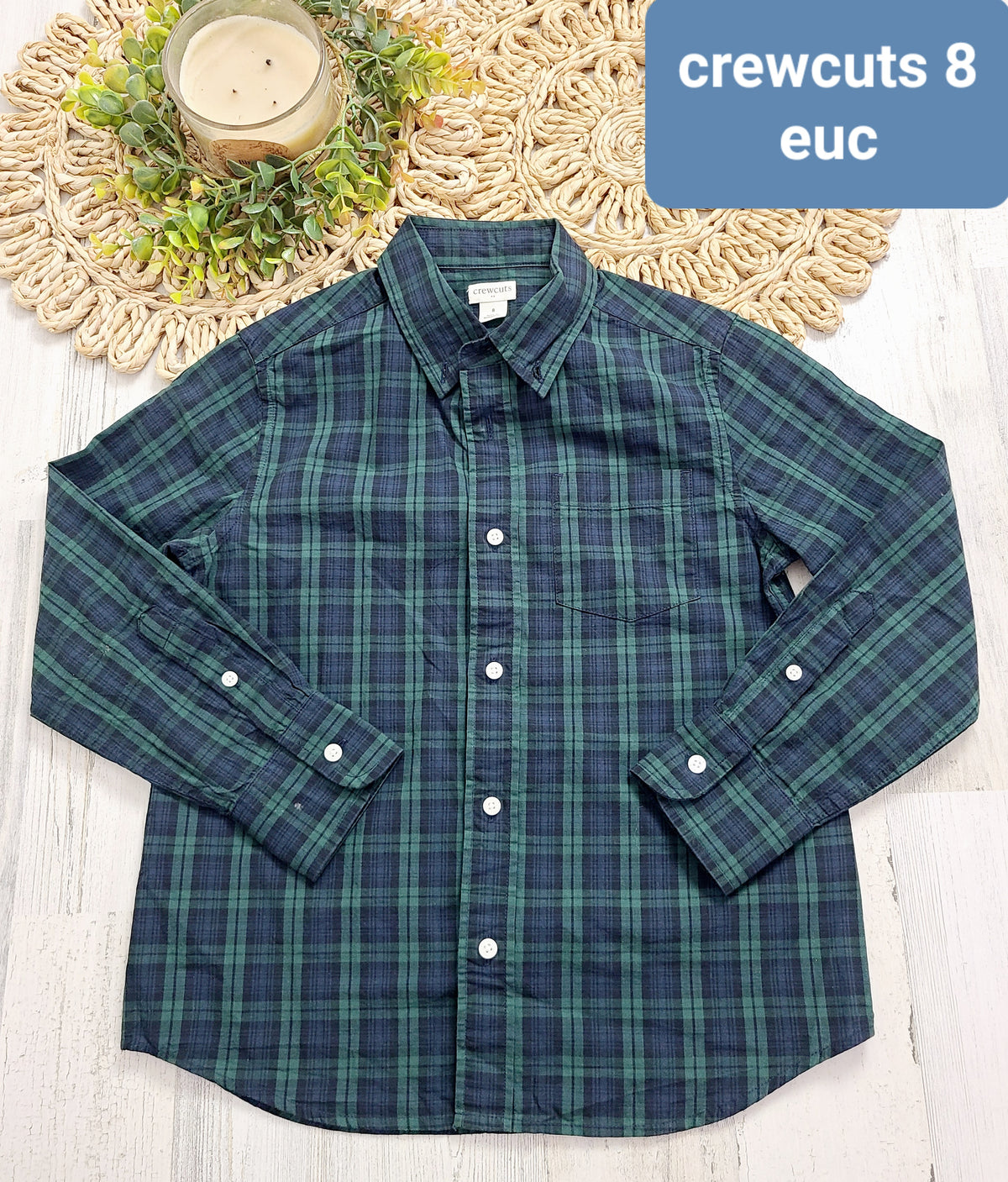 green blue crewcuts plaid 8y