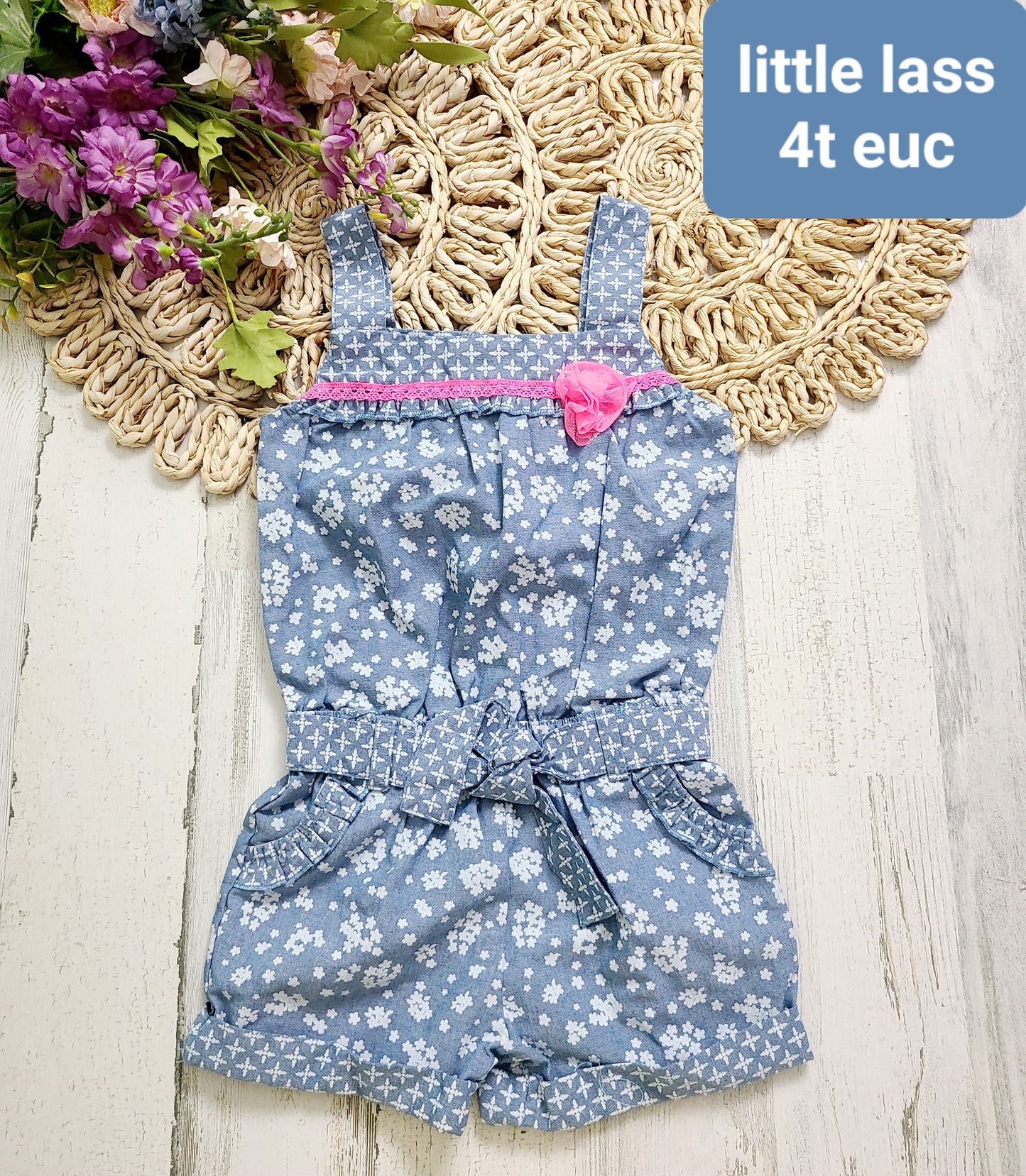 little lass romper tie waist