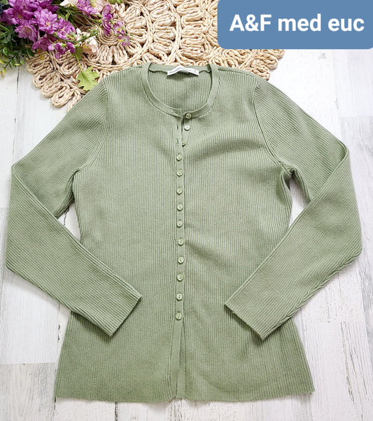 a&f olive button down ribbed long sleeve