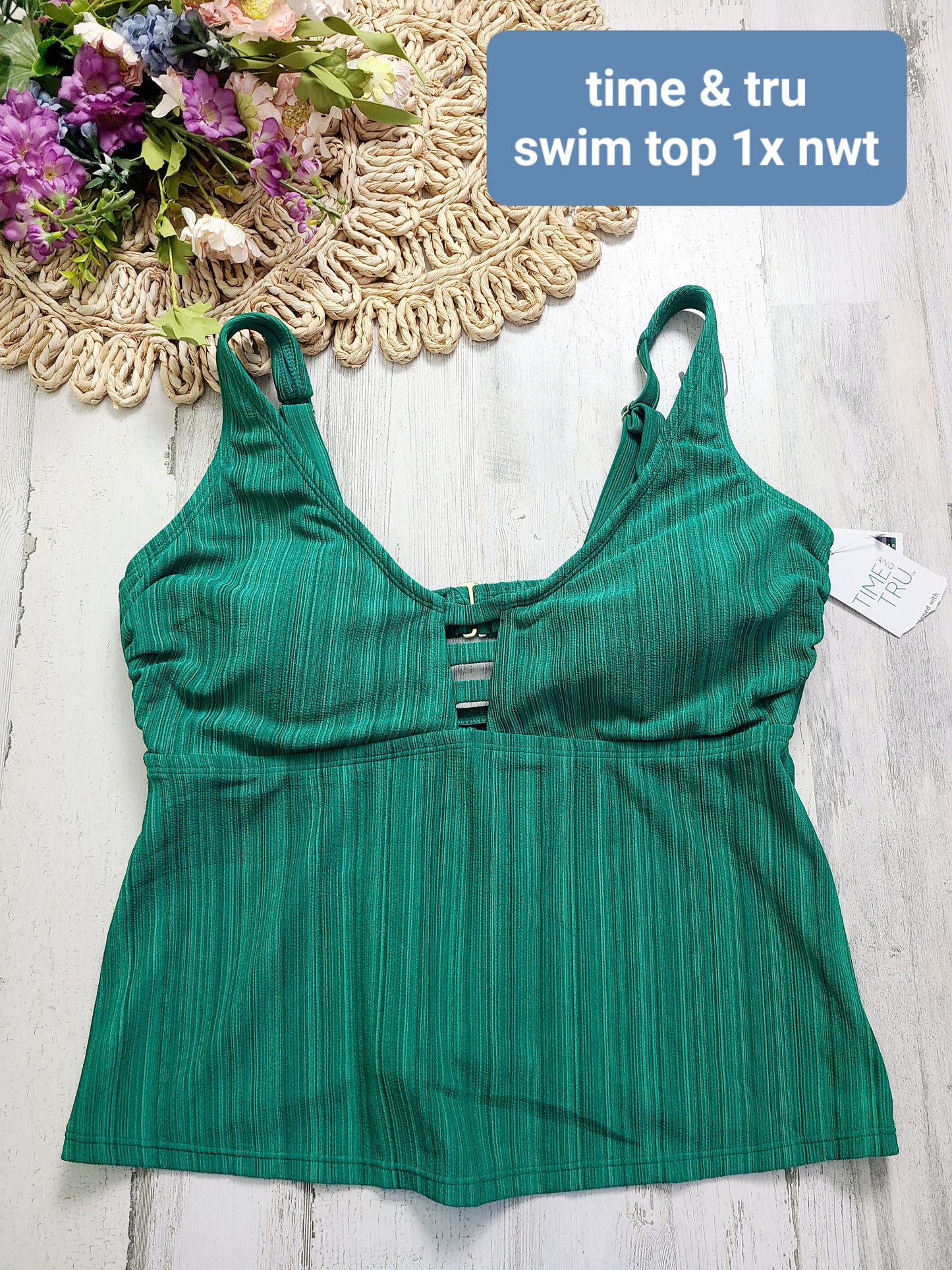 time & true green swim top