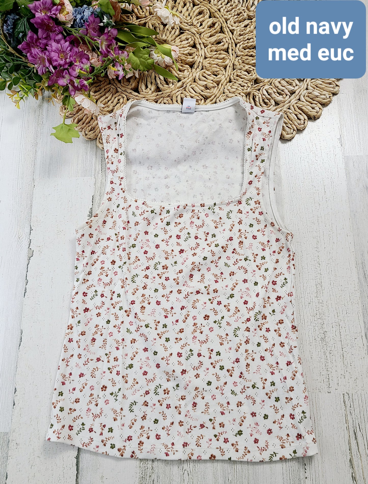 old navy white floral square neck