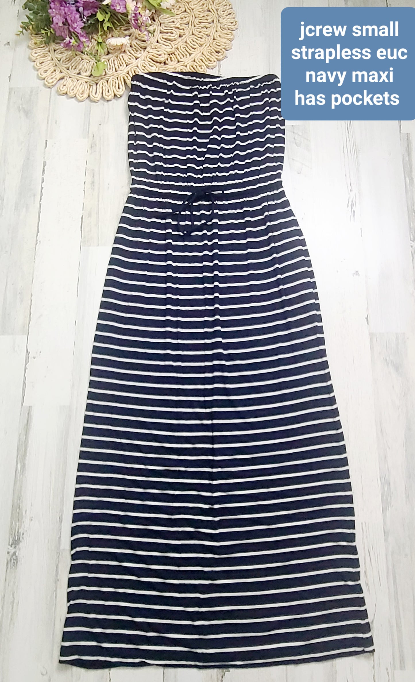 jcrew navy white maxi with pockets