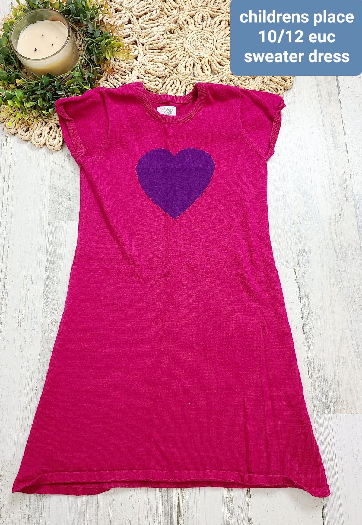 pink sweater dress with purple heart childrens place