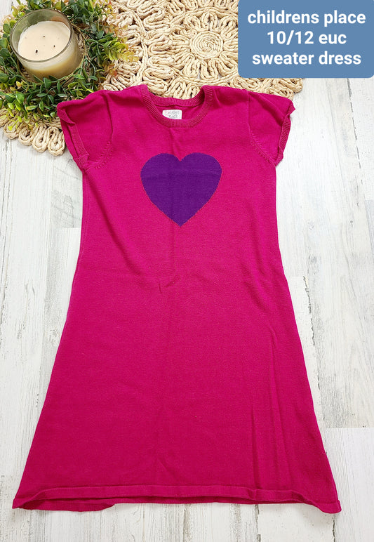 pink sweater dress with purple heart childrens place