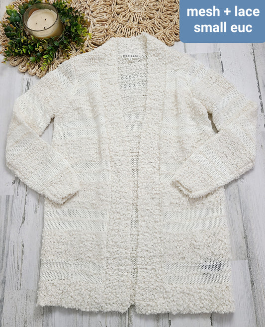 mesh+lace textured cardigan