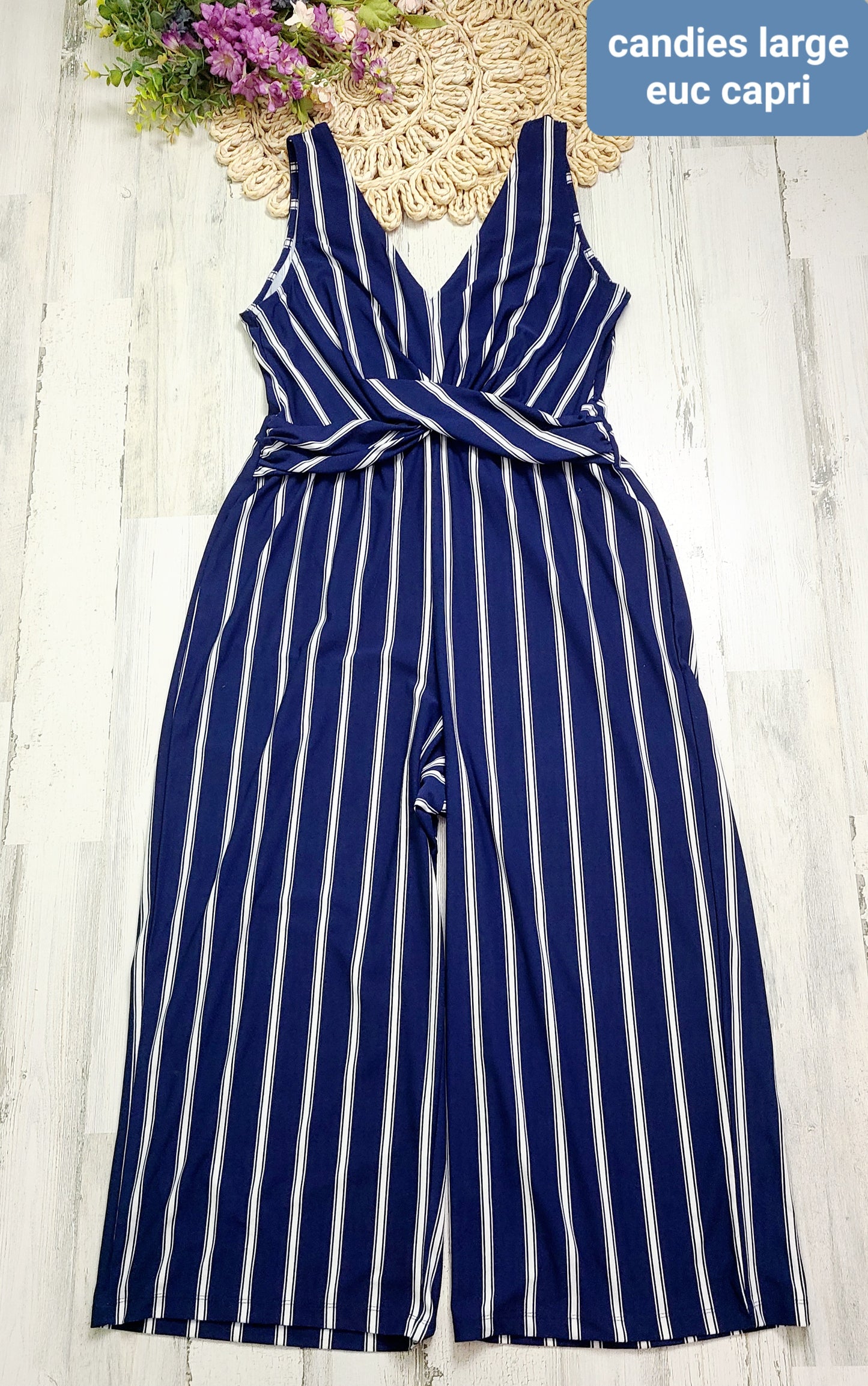 candies striped capri jumpsuit