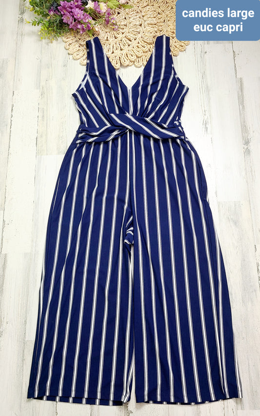 candies striped capri jumpsuit