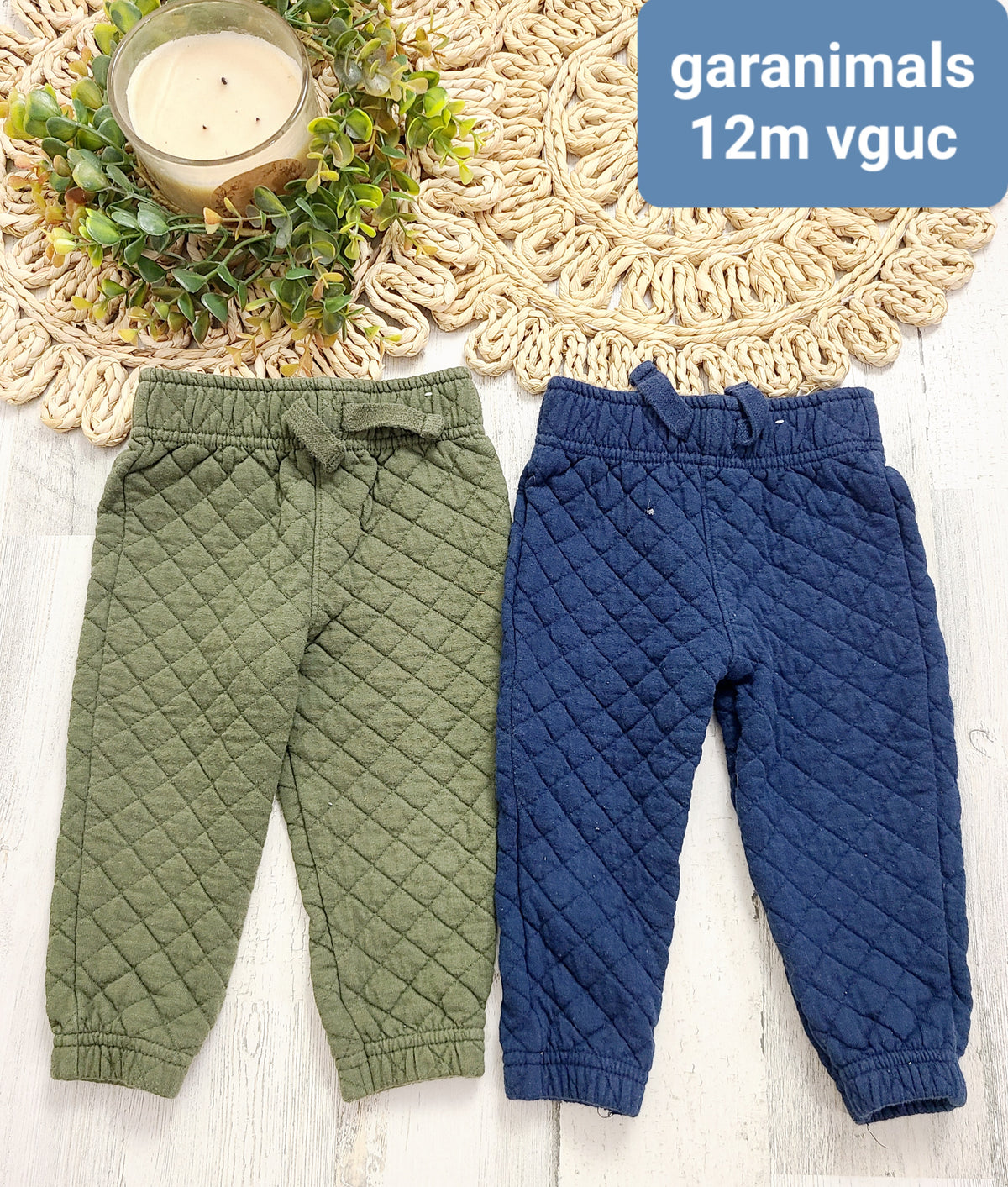 quilted green and blue pants garanimals