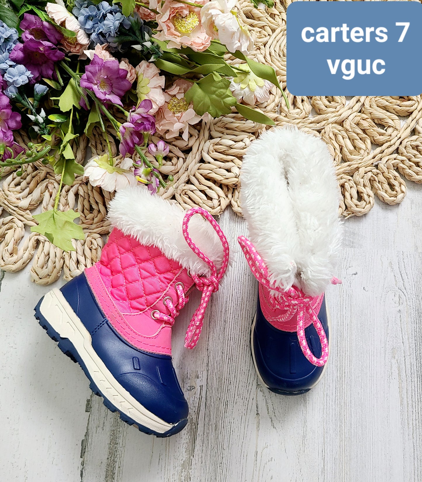 pink navy winter boots carters