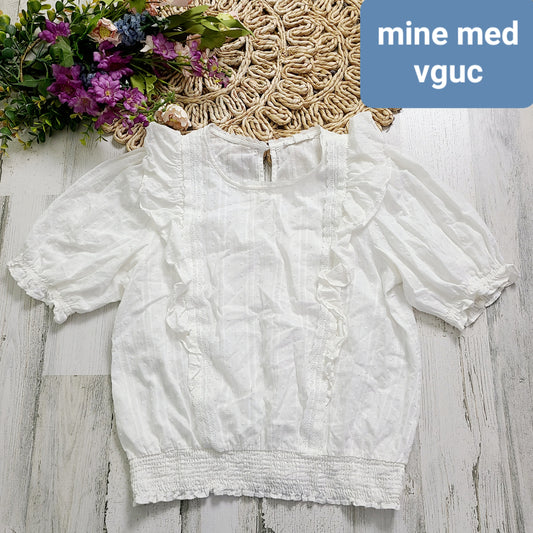 mine white smocked waist top