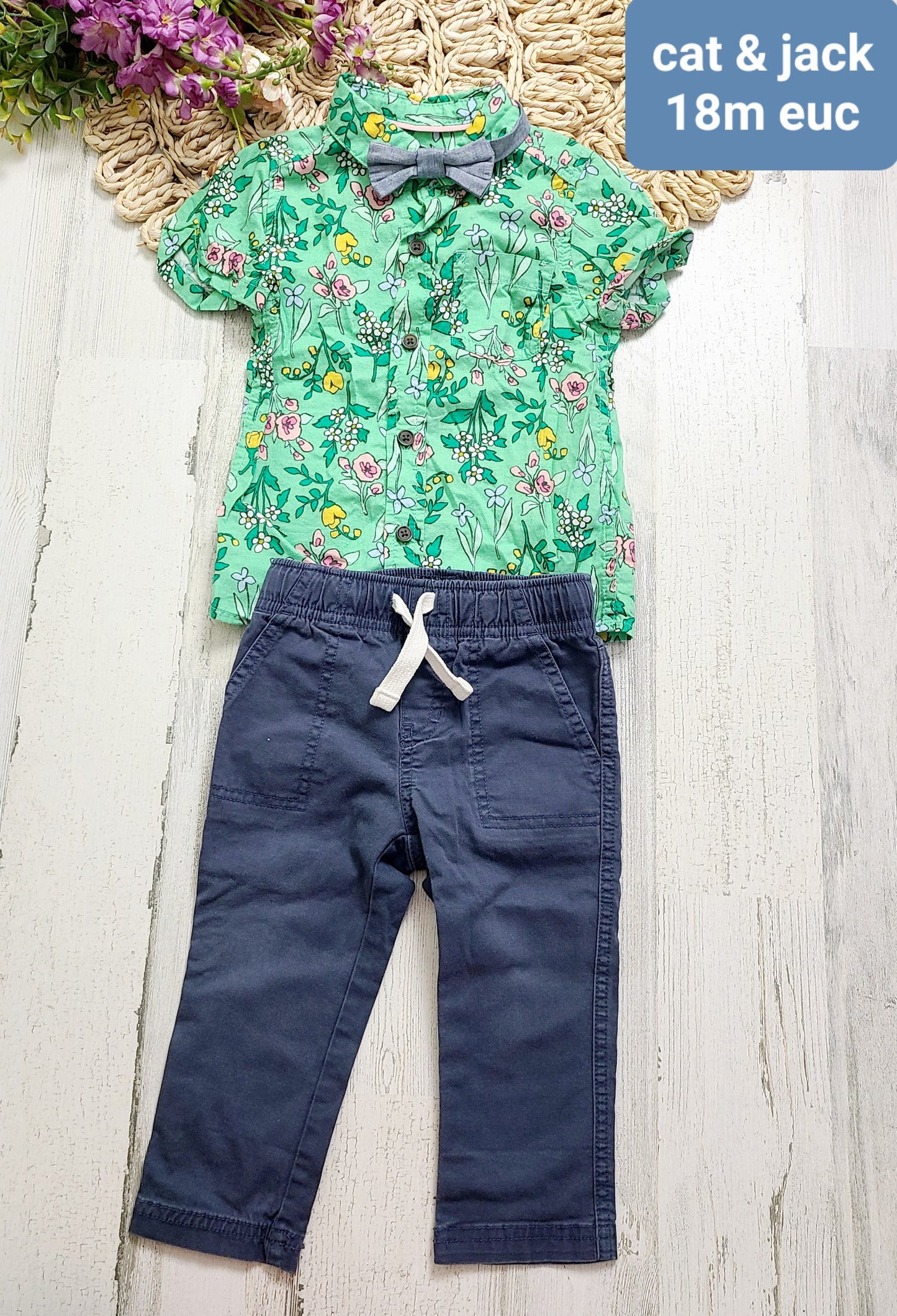 cat&jack bowtie floral top and pants