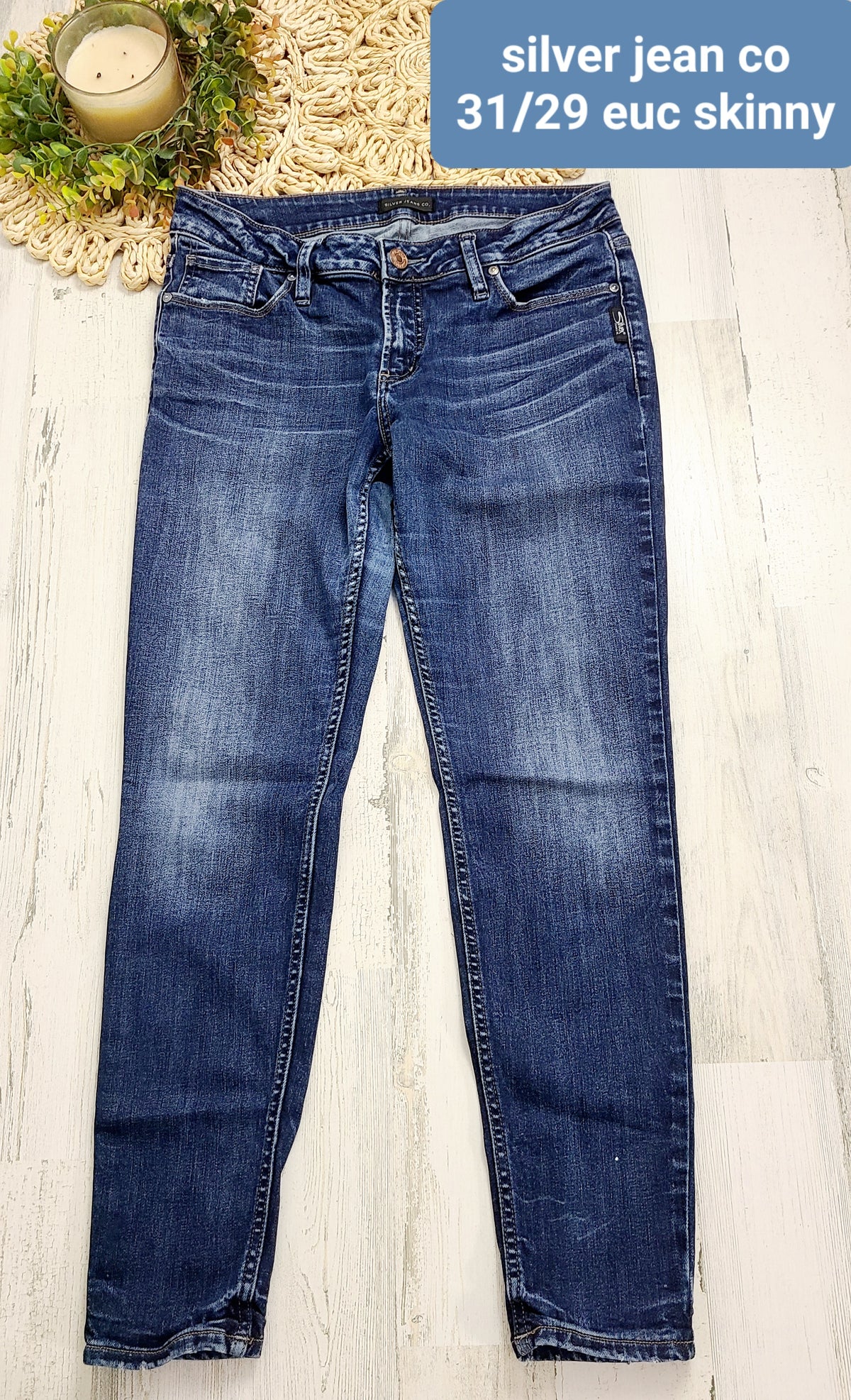 skinny silver jean sz 31