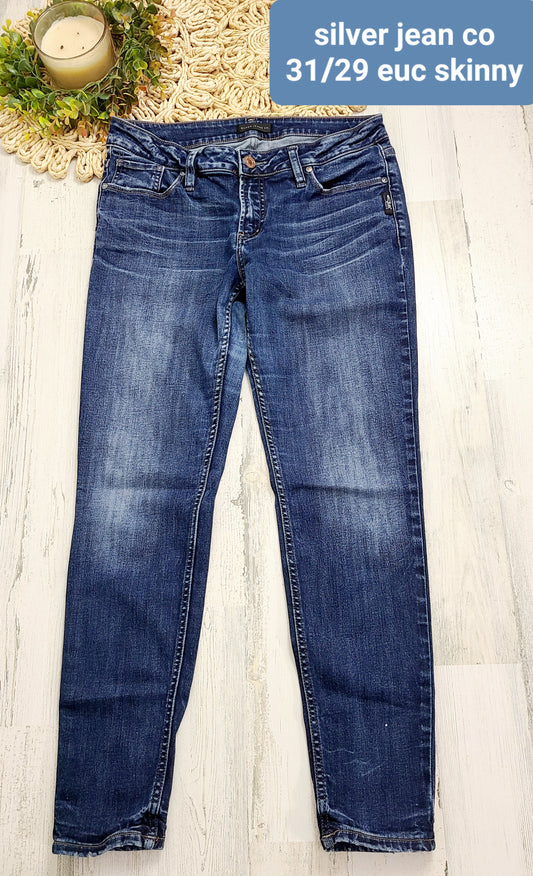 skinny silver jean sz 31