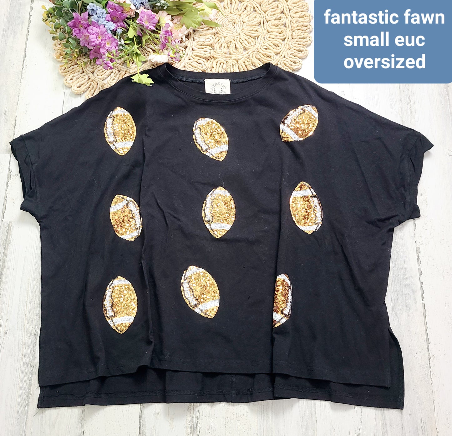 oversized fantastic fawn football tee