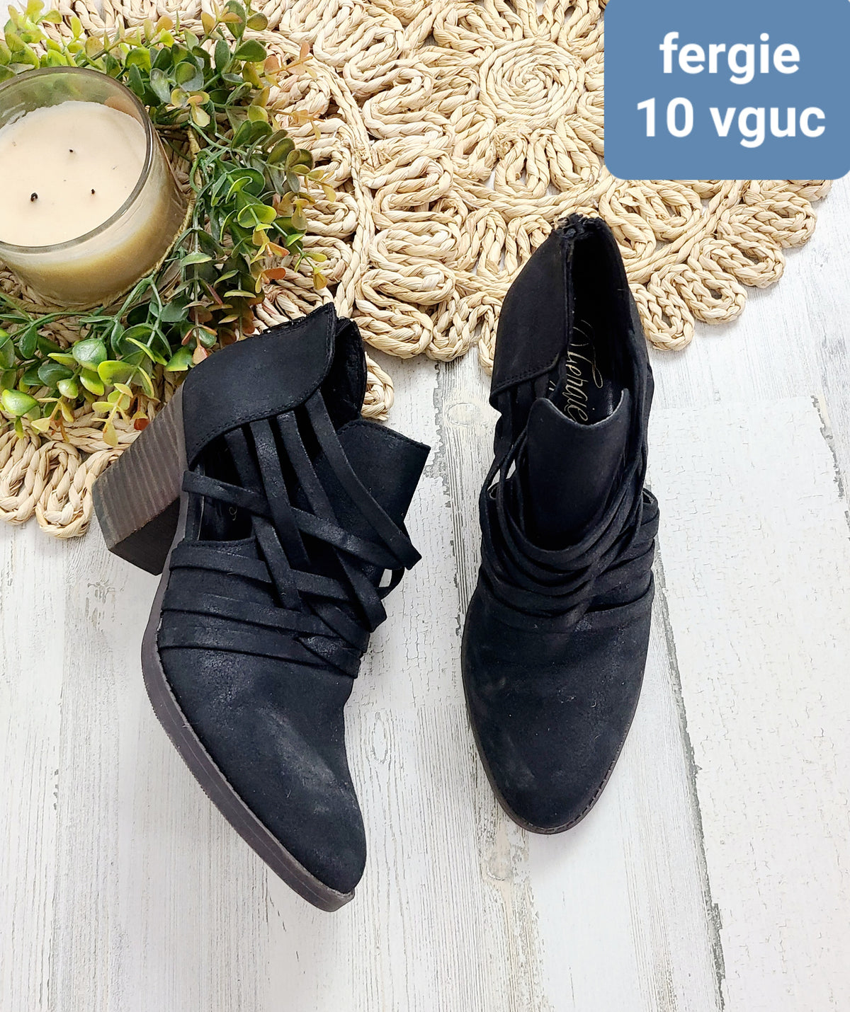 fergie black heel boots