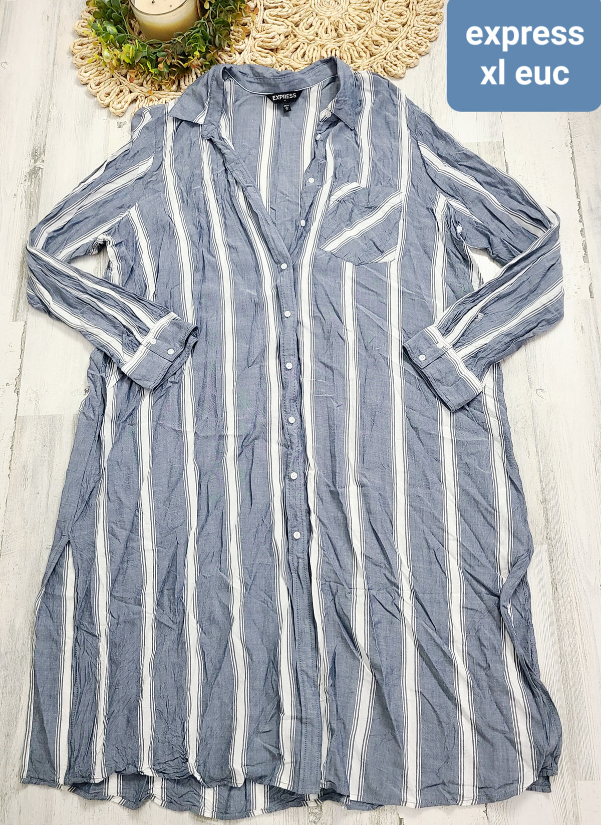 vertical stripe express dress button down