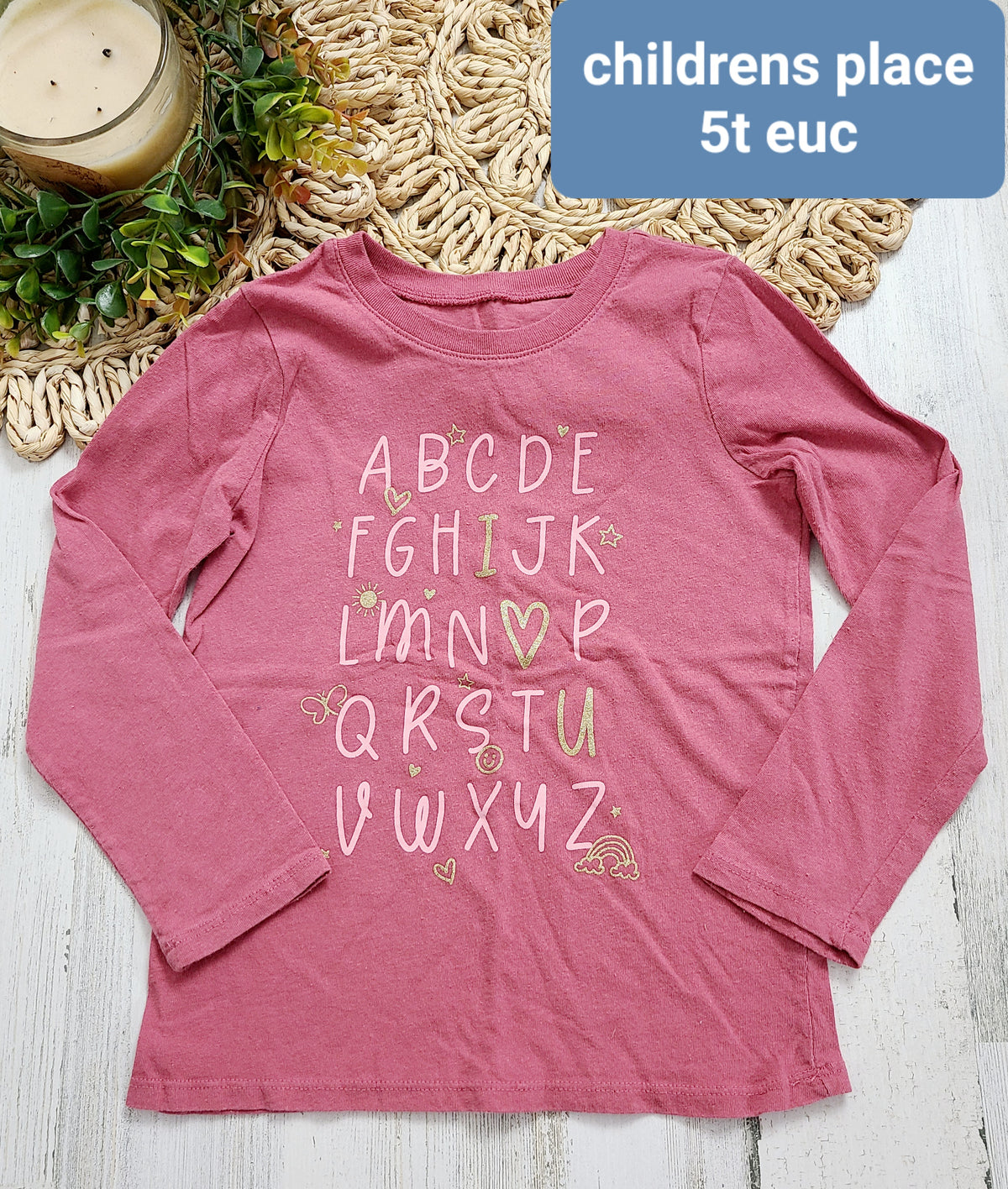 alphabet pink and gold long sleeve childrens place