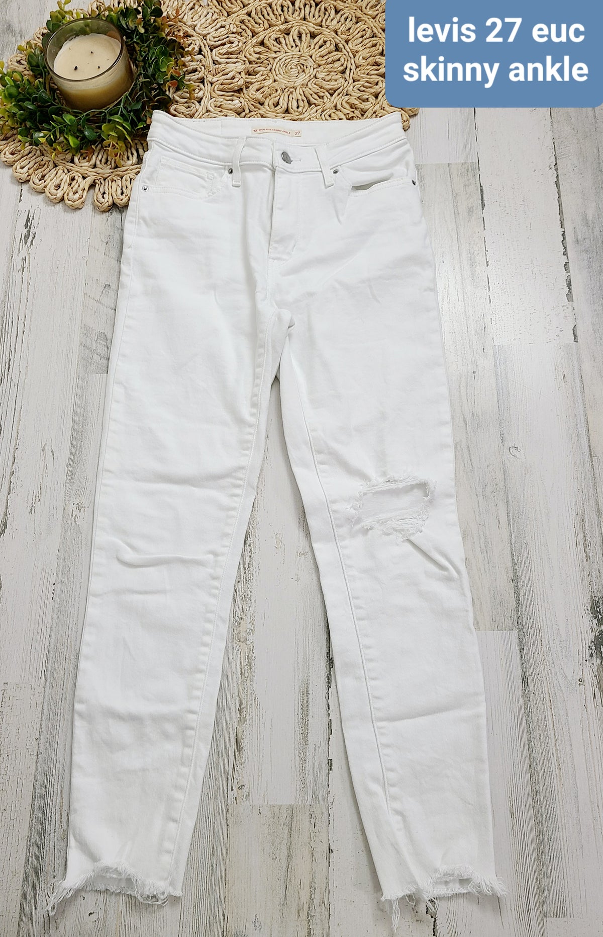 levis white jeans sz 27 skinny ankle