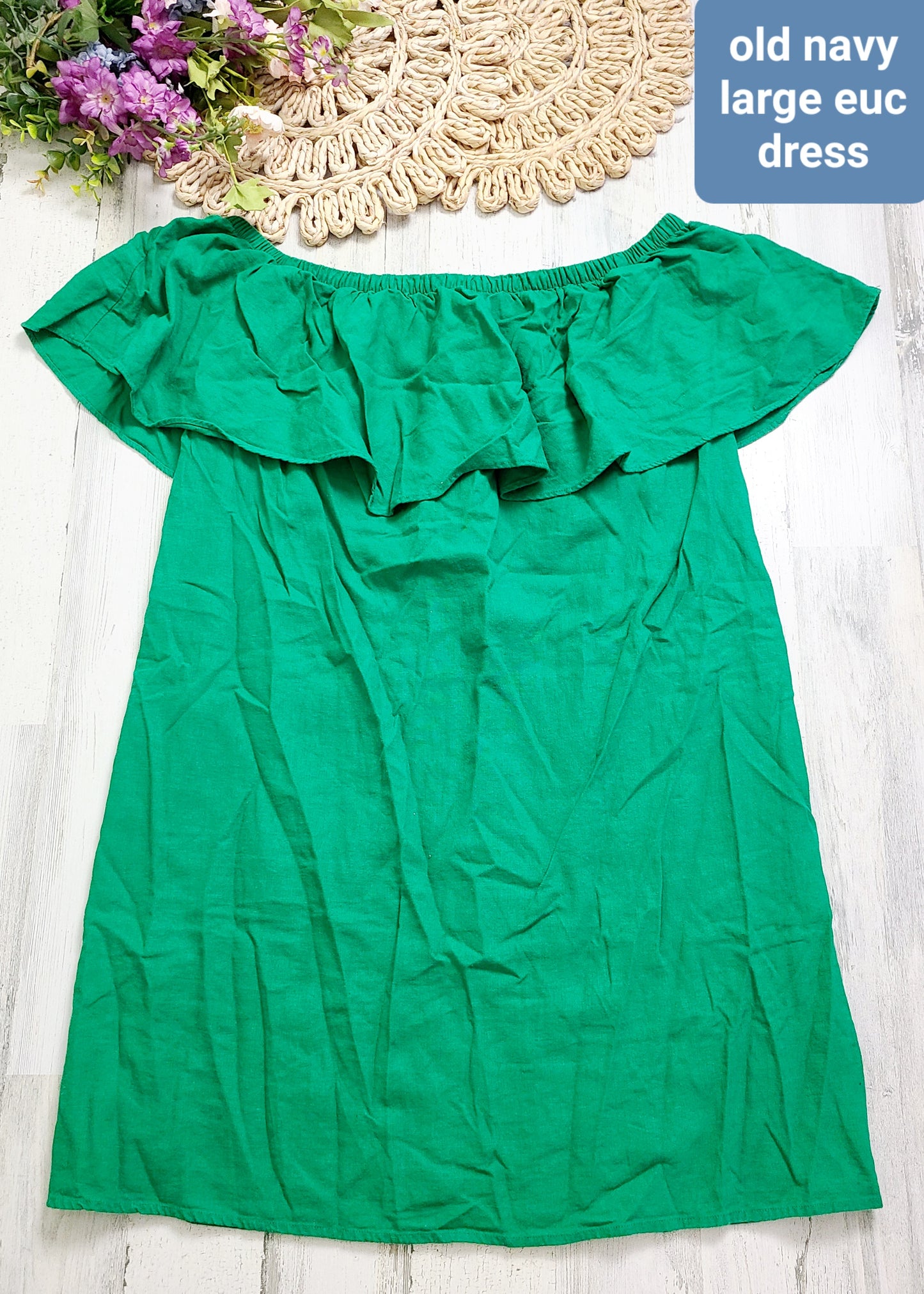 old navy green off shoulder dress