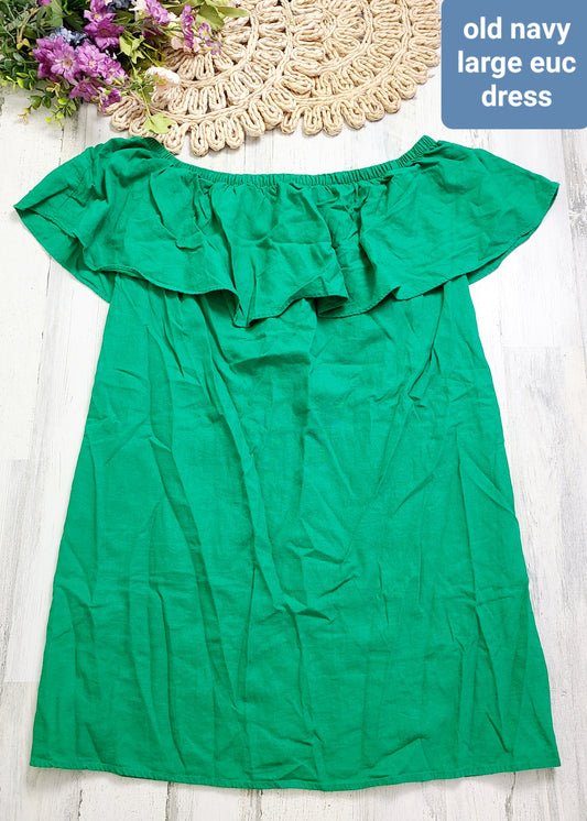 old navy green off shoulder dress