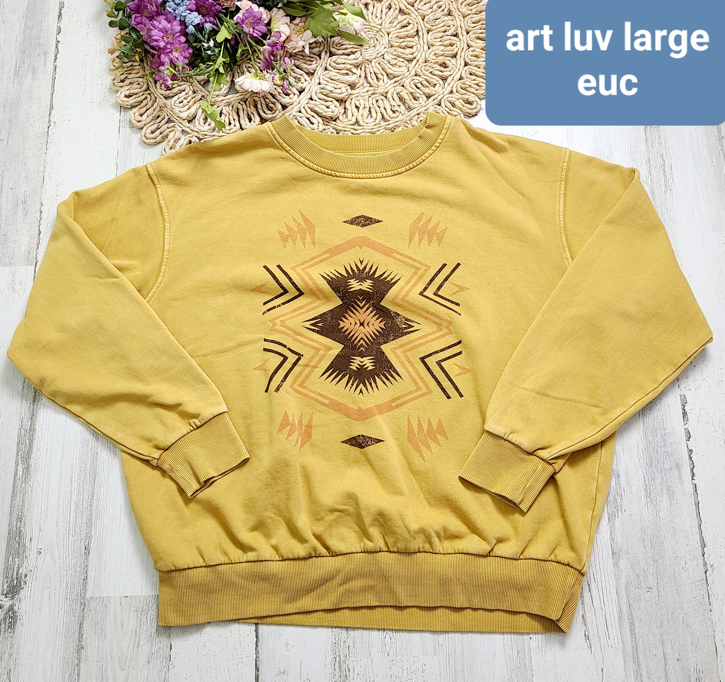 mustard yellow art luv yellow sweatshirt