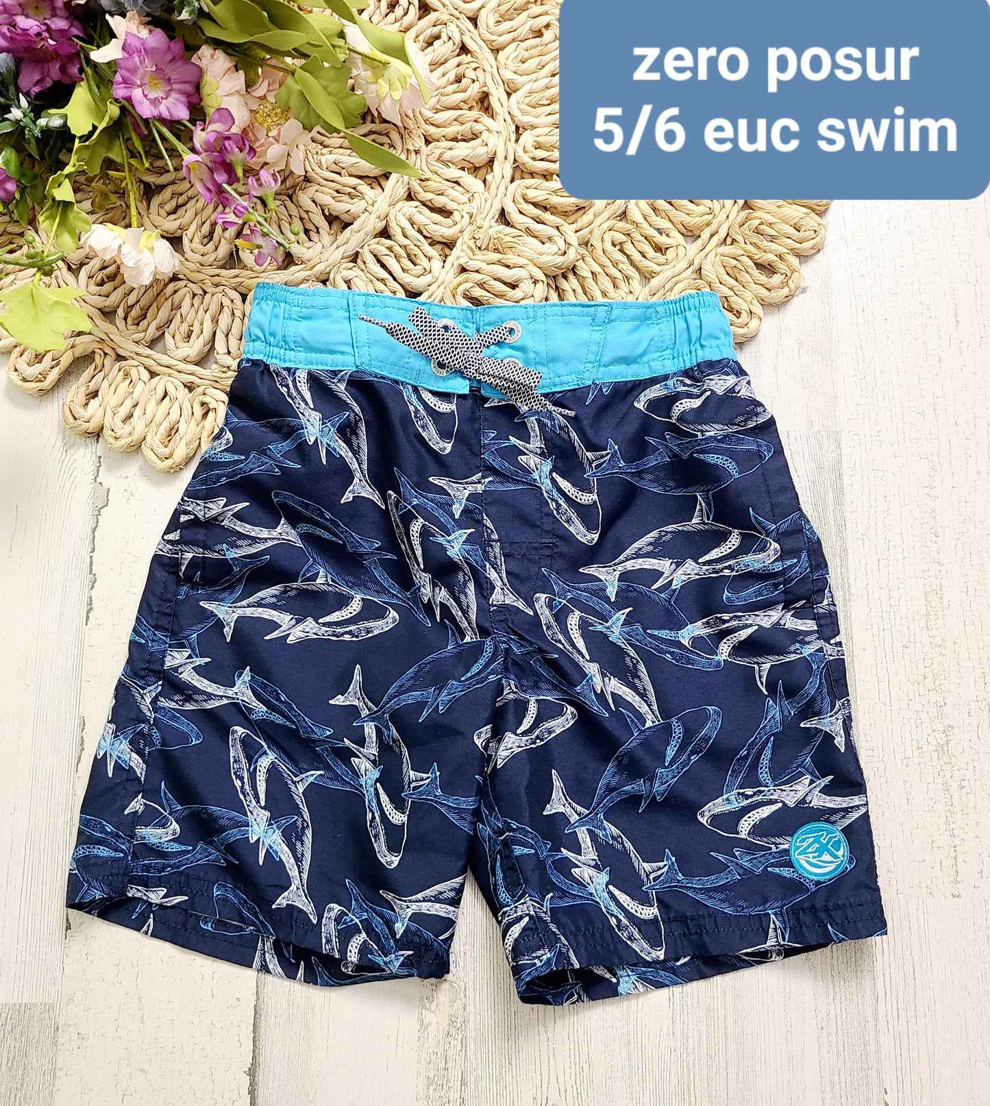 zero posur swim shorts sharks boys