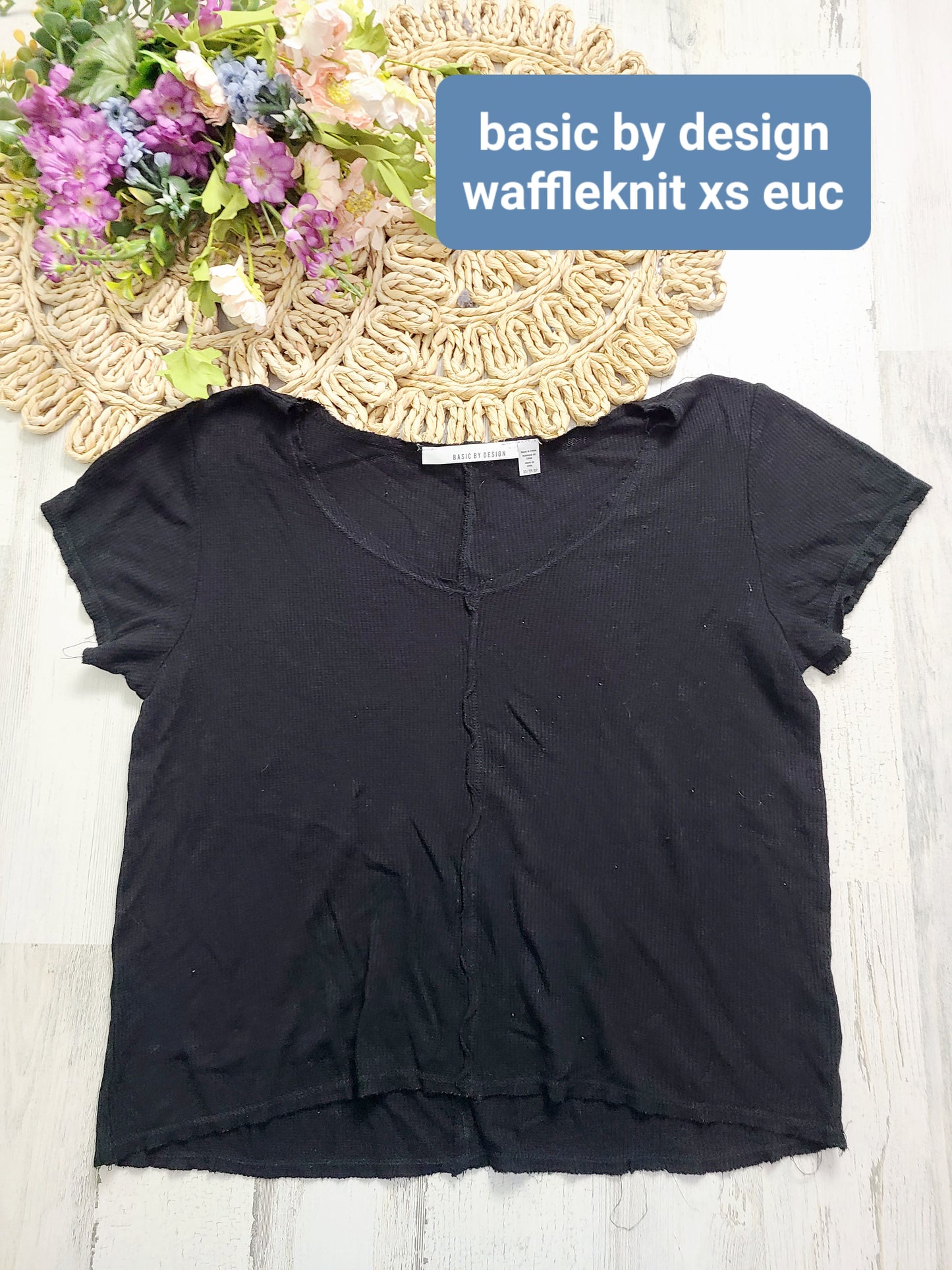 basic by design black waffleknit