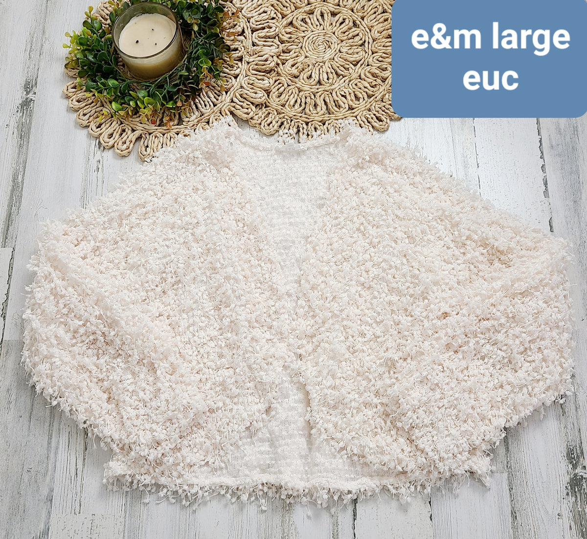 fuzzy e&m sweater large