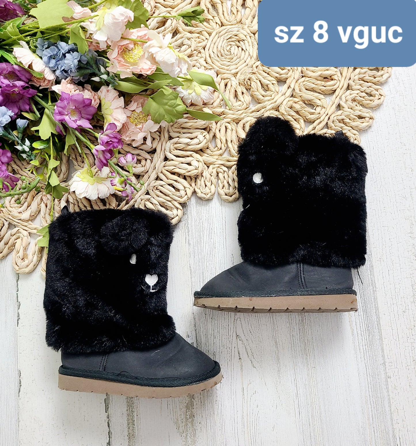 black fur boots girls 8c