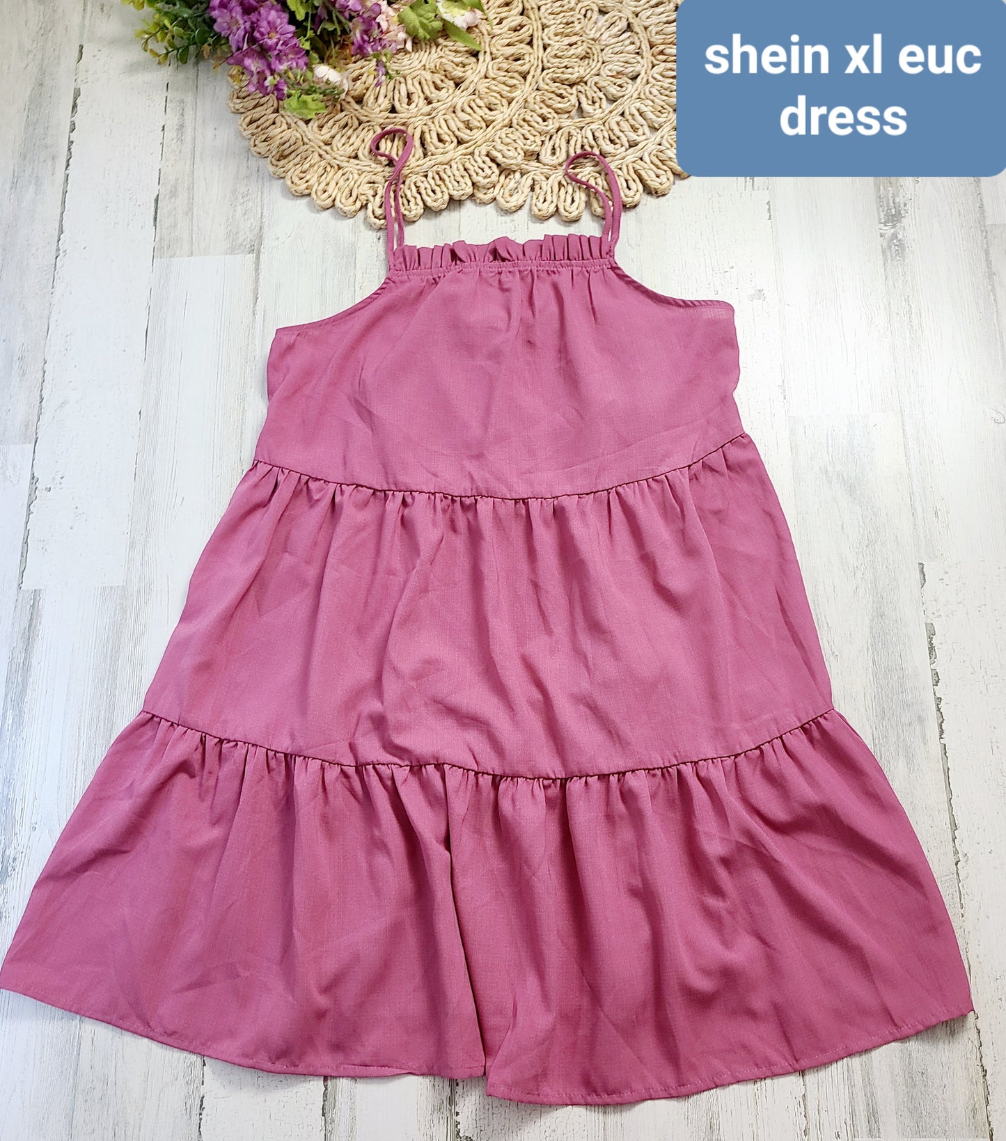 shein xl pink tiered dress