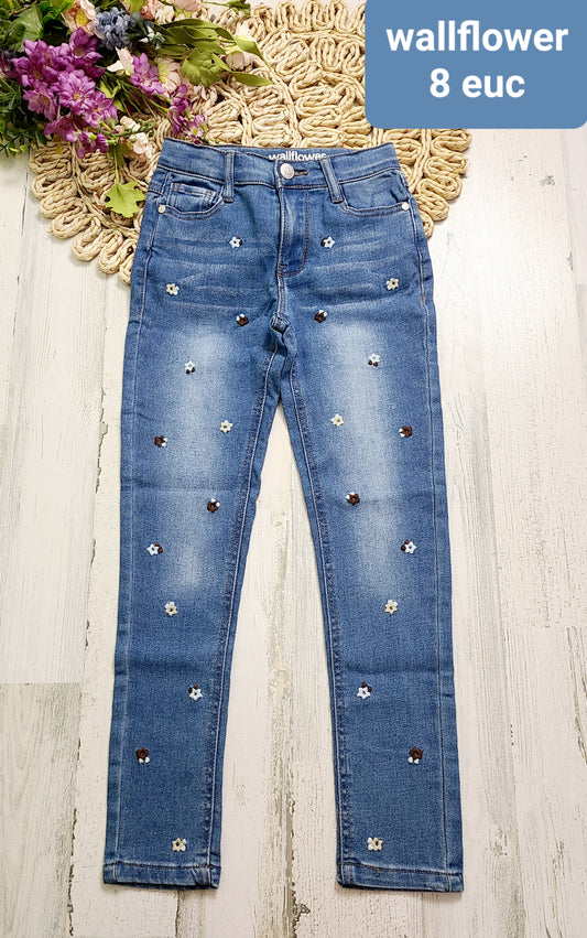 wallflower skinny embroidered flowers