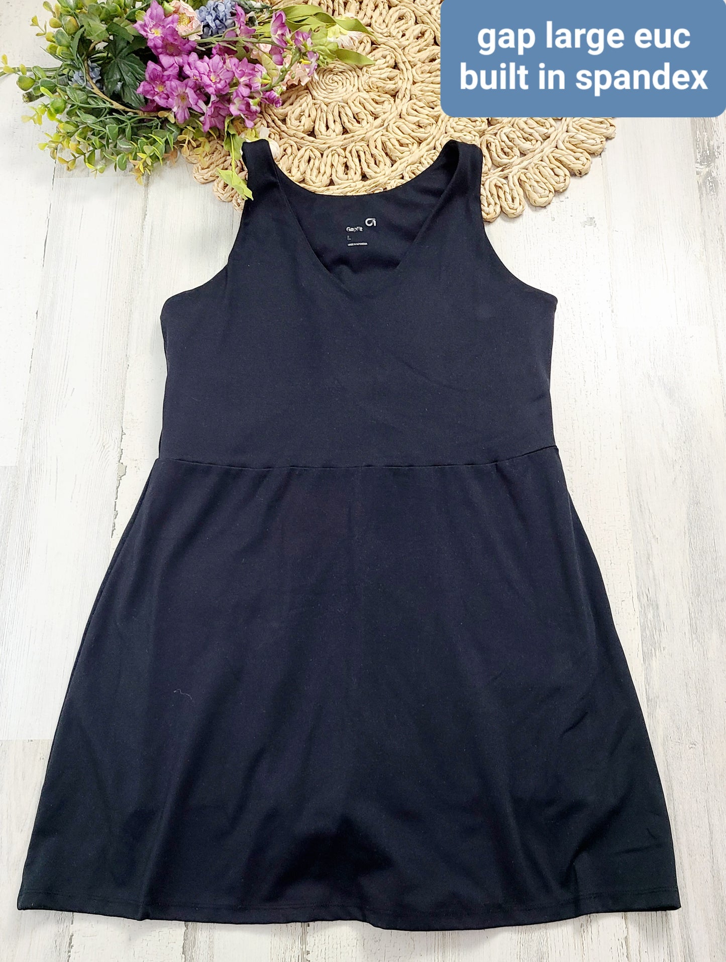 gap black dress with spandex inside